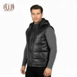 پافر چرم طبیعی مردانه مشکی مدل K600