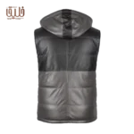 پافر چرم طبیعی مردانه طوسی مدل K600