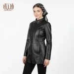 کت چرم طبیعی زنانه مدل M60 مشکی