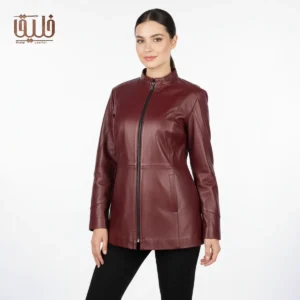 کت چرم طبیعی زنانه مدل M60 زرشکی