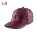 کلاه بیسبالی چرم طبیعی رنگ سرخ آبی